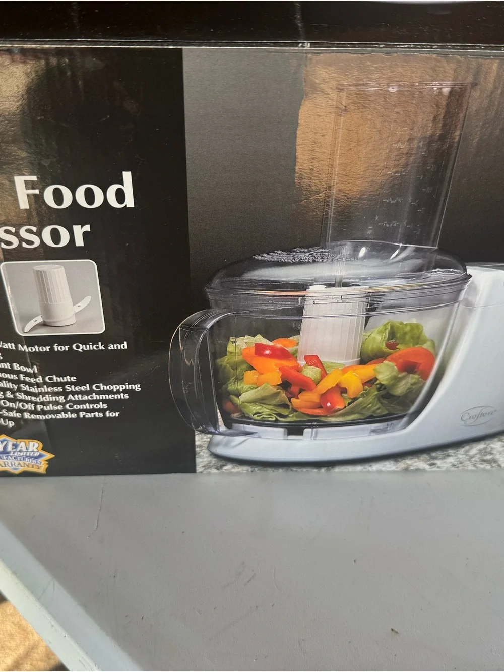 Compact Food Processor in Clear and White - Multi-Function Chopper